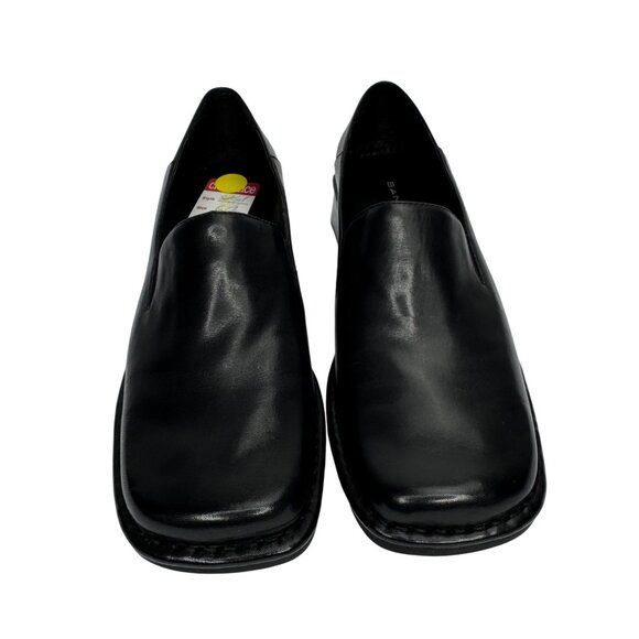 VTG Y2K Bandolino W 6.5M Black‎ Leather Square Toe Chunky Heel Loafer Academia - Picture 3 of 9